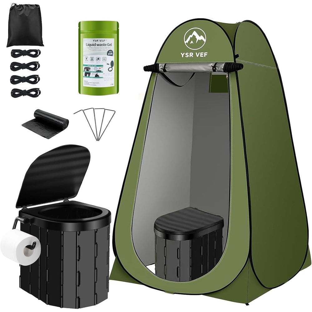 Portable Camp Toilet - 휴대용 화장실 키트, 팝업식 개인 텐트와