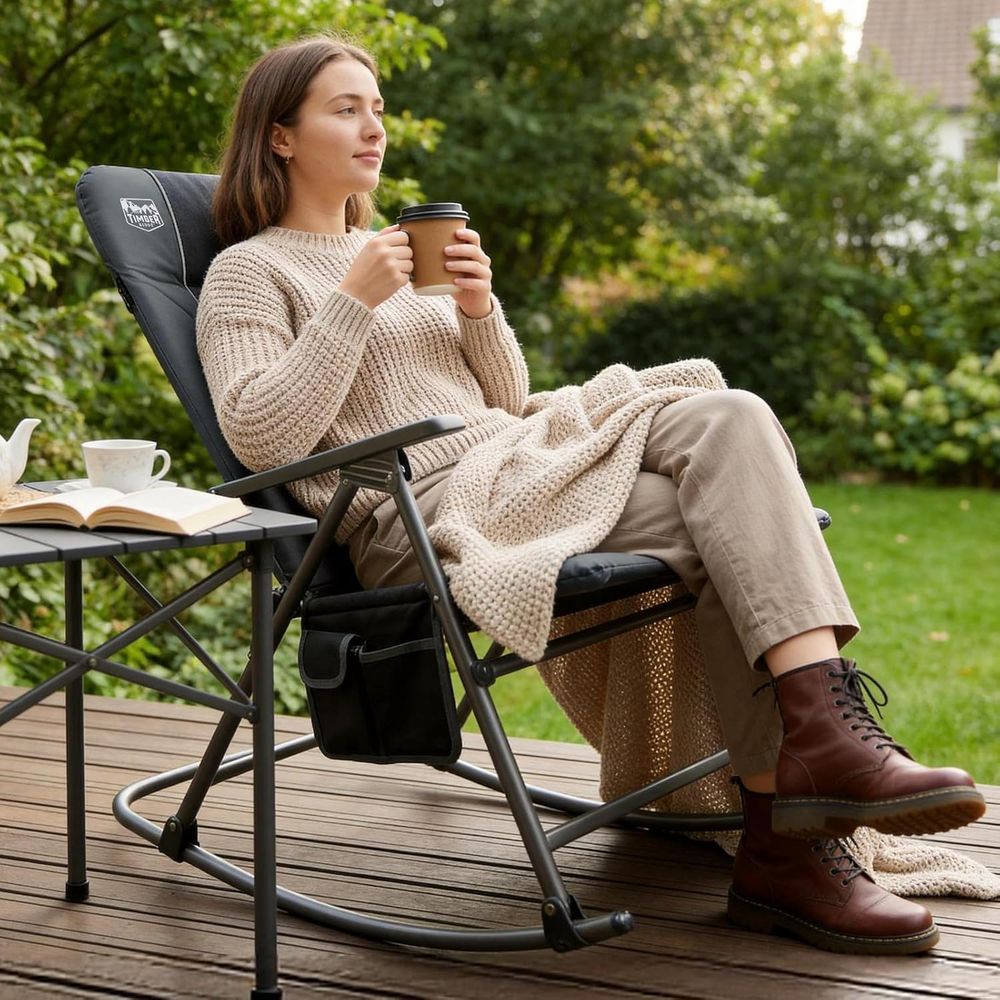 Outdoor Camping Rocker - 대형 접이식 로킹 캠핑 의자, 등받이가