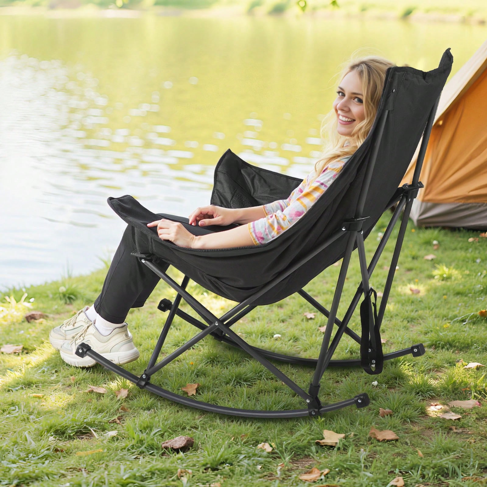 Outdoor Camping Rocker - 흔들의자형 캠핑 의자, 휴대용 접이식 흔들의자,