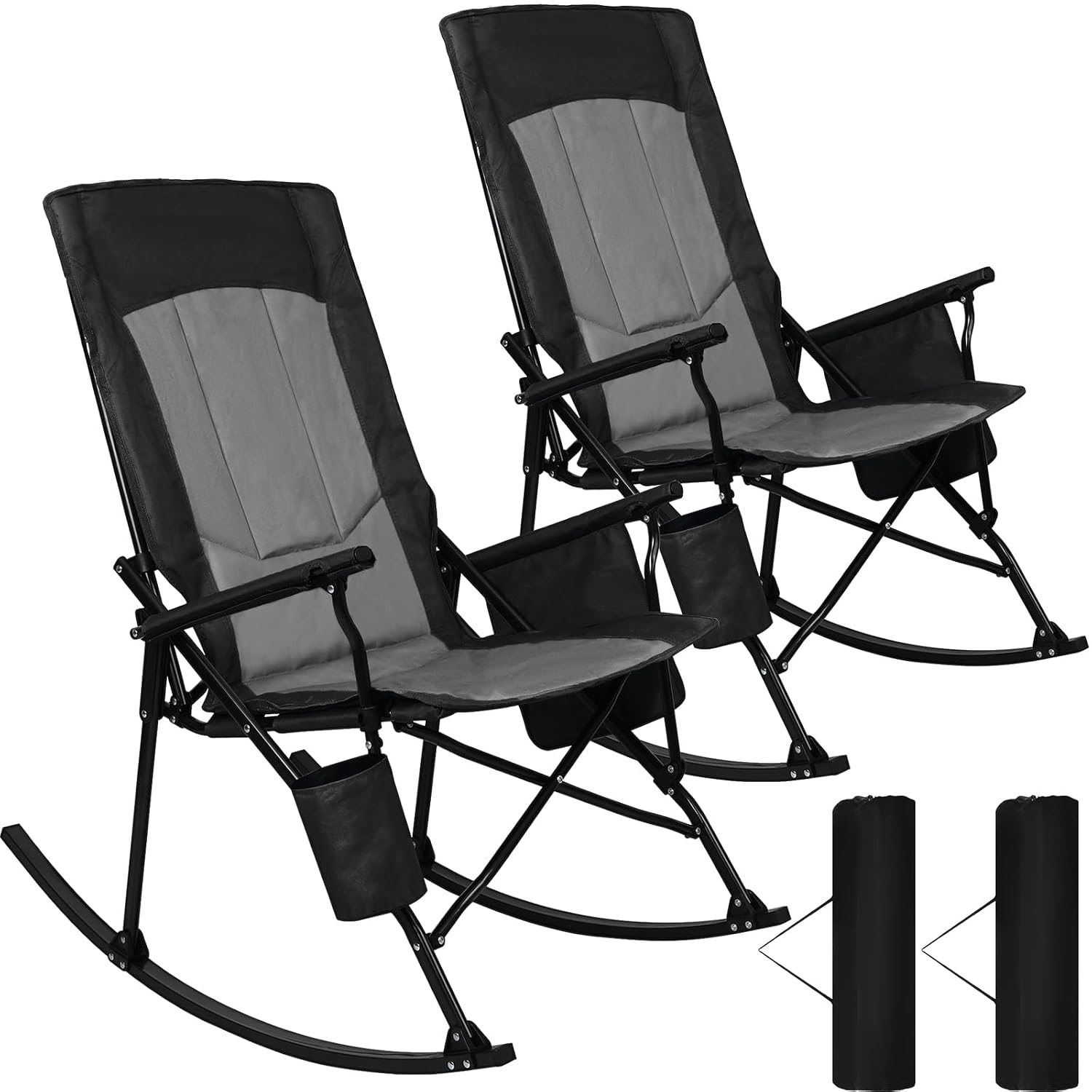 Outdoor Camping Rocker - 높은 등받이 휴대용 흔들의자, 단단한 팔걸이,