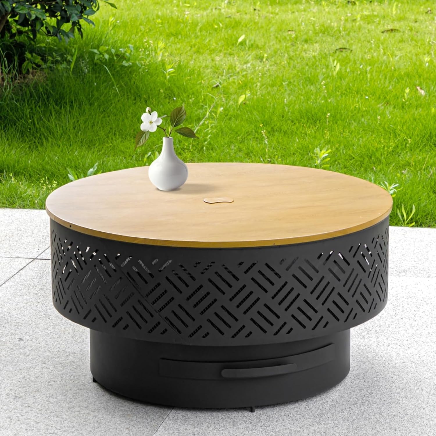 Outdoor Camping Cooking Table - 32인치 원형 금속 장작 화덕 테이블,