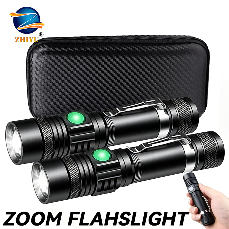 Outdoor Camping Decor - T6 LED 충전식 손전등, 18650 줌이