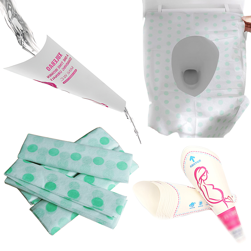 Portable Camp Toilet - 일회용 종이 소변깔때기 물방울무늬 변기 시트