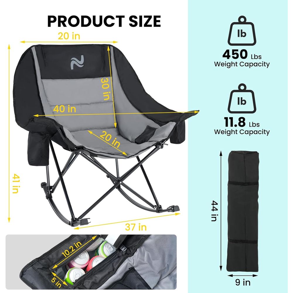 휴대용 야외 흔들의자(쿨러백 포함) - 400lbs(약 - Outdoor Camping Rocker 리뷰 및 가격