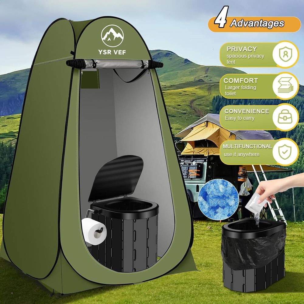휴대용 화장실 키트, 팝업식 개인 텐트와 똥 젤 화장실 - Portable Camp Toilet 리뷰 및 가격