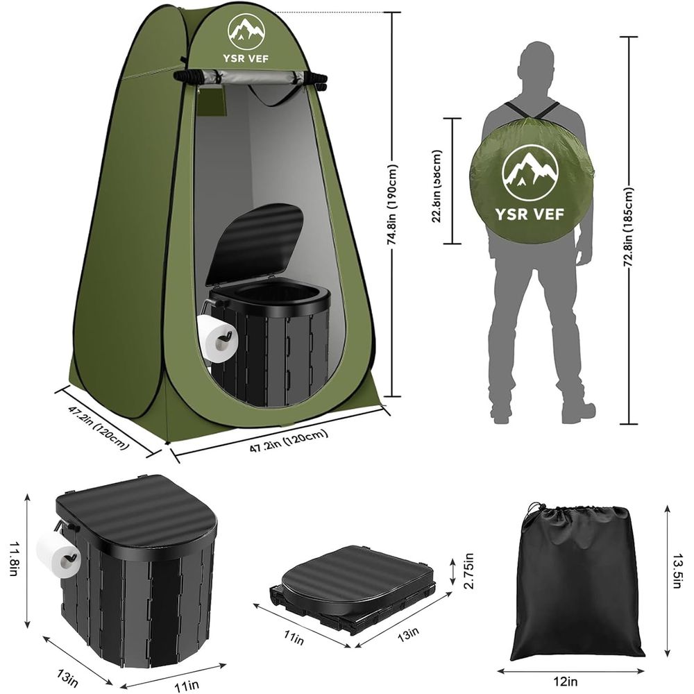 휴대용 화장실 키트, 팝업식 개인 텐트와 똥 젤 화장실 - Portable Camp Toilet 리뷰 및 가격