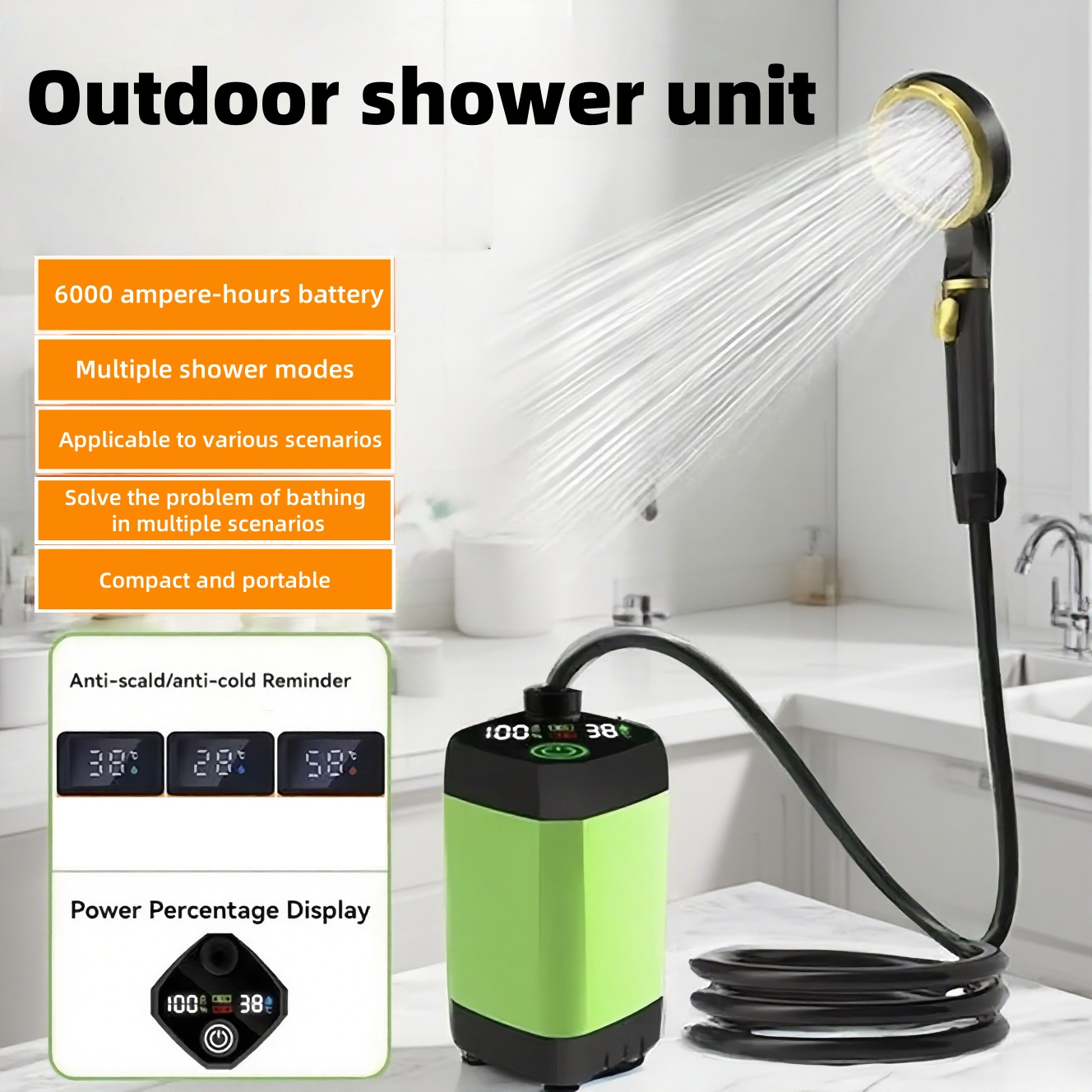휴대용 야외 전기 샤워기, 긴 배터리 수명, 캠핑, 욕 - Outdoor Camping Accessories 리뷰 및 가격