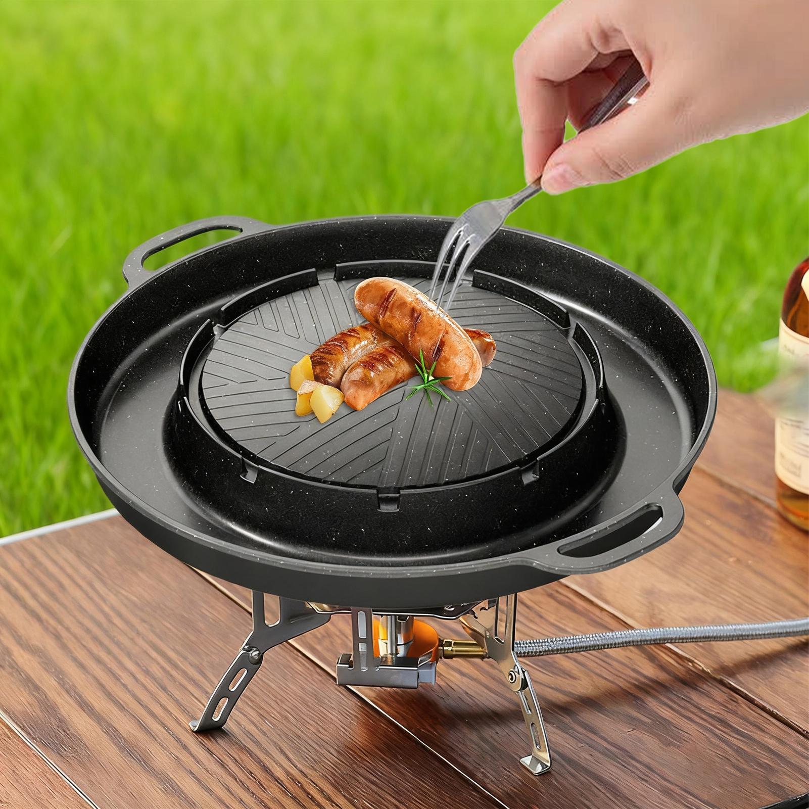 2-in-1 그릴 & 핫팬, 스토브 탑용, 논스틱 알루 - Outdoor Camping Cooking Table 리뷰 및 가격