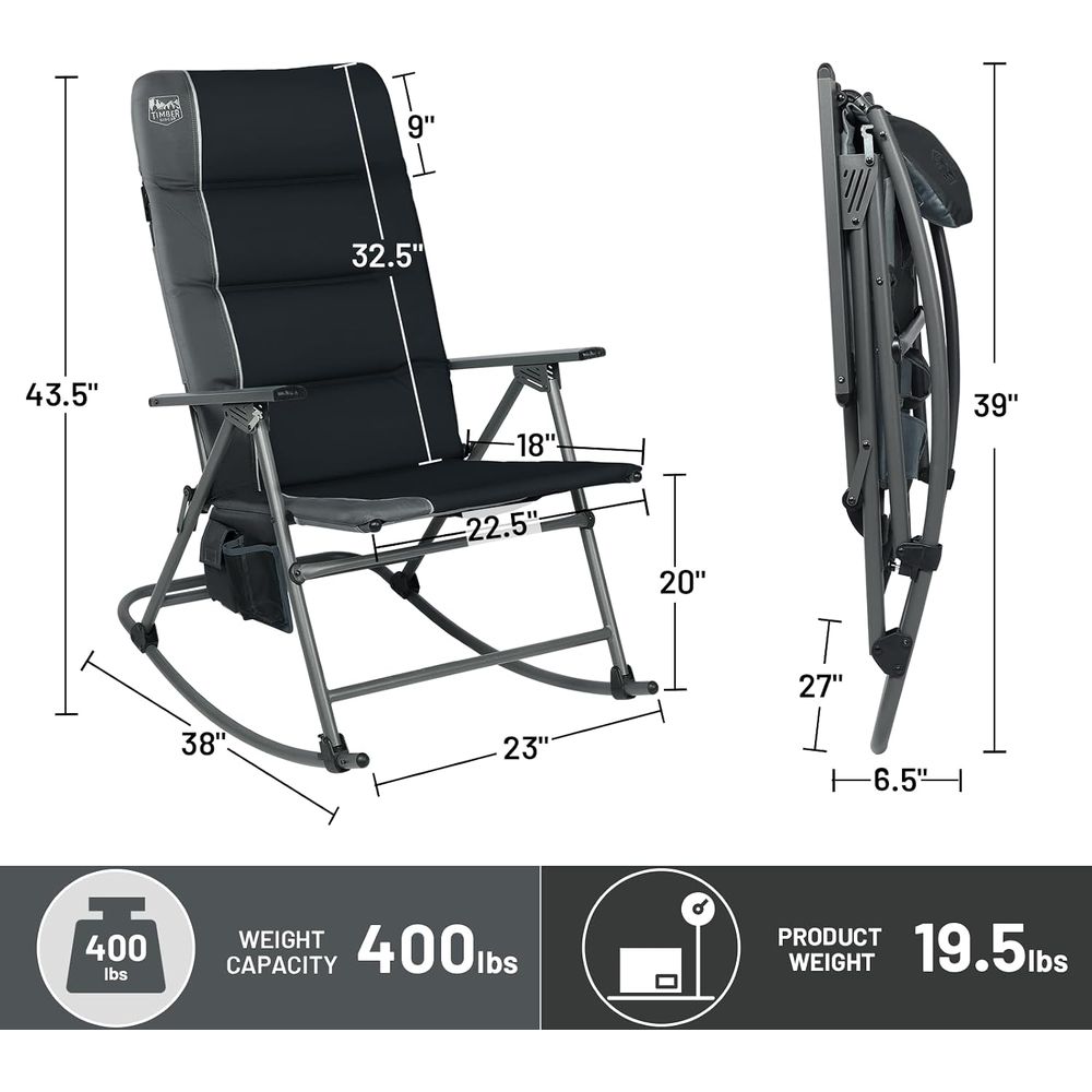 대형 접이식 로킹 캠핑 의자, 등받이가 높은 패딩 처리 - Outdoor Camping Rocker 리뷰 및 가격