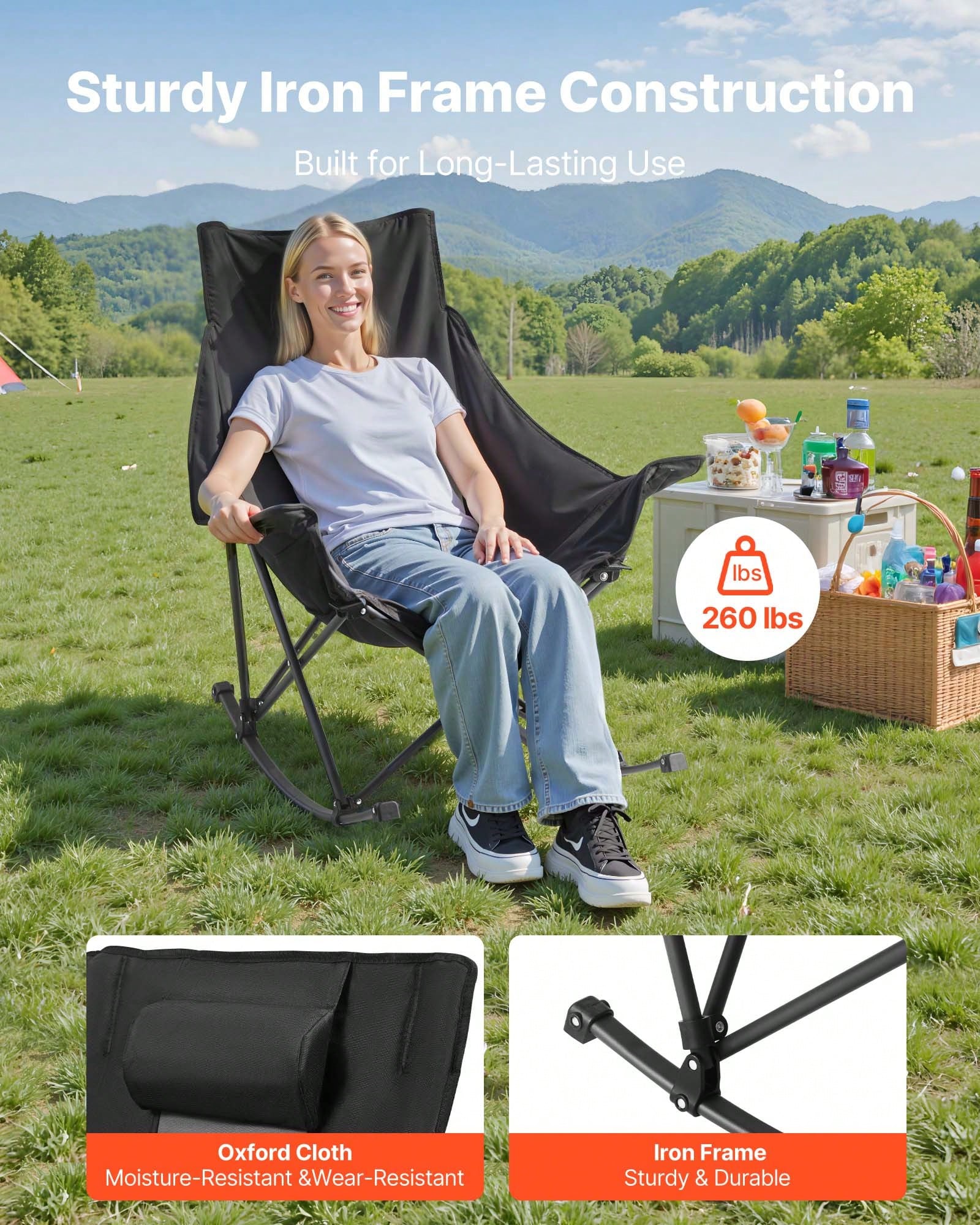 흔들의자형 캠핑 의자, 휴대용 접이식 흔들의자, 컵홀더 - Outdoor Camping Rocker 리뷰 및 가격