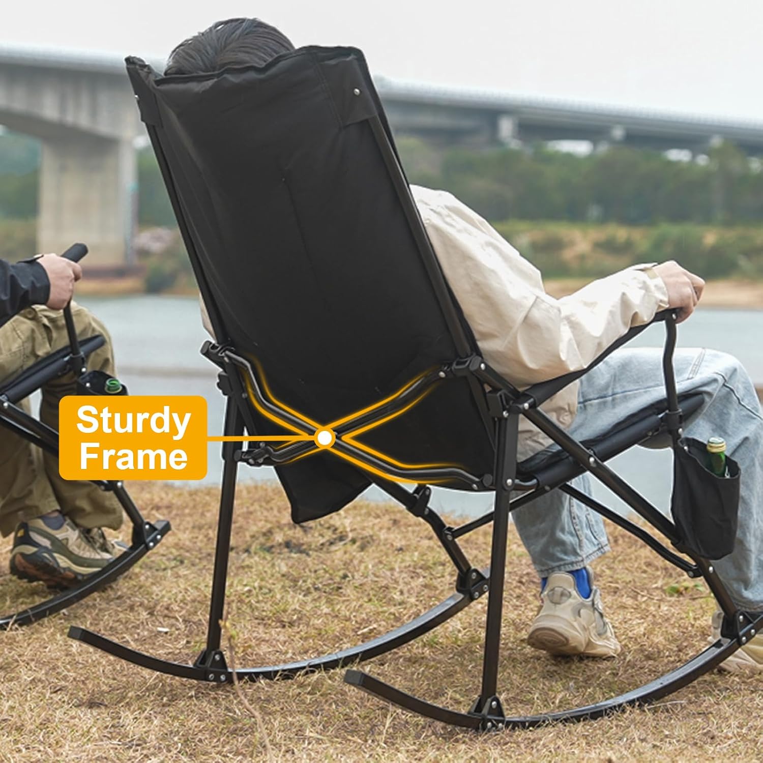높은 등받이 휴대용 흔들의자, 단단한 팔걸이, 대형 접 - Outdoor Camping Rocker 리뷰 및 가격