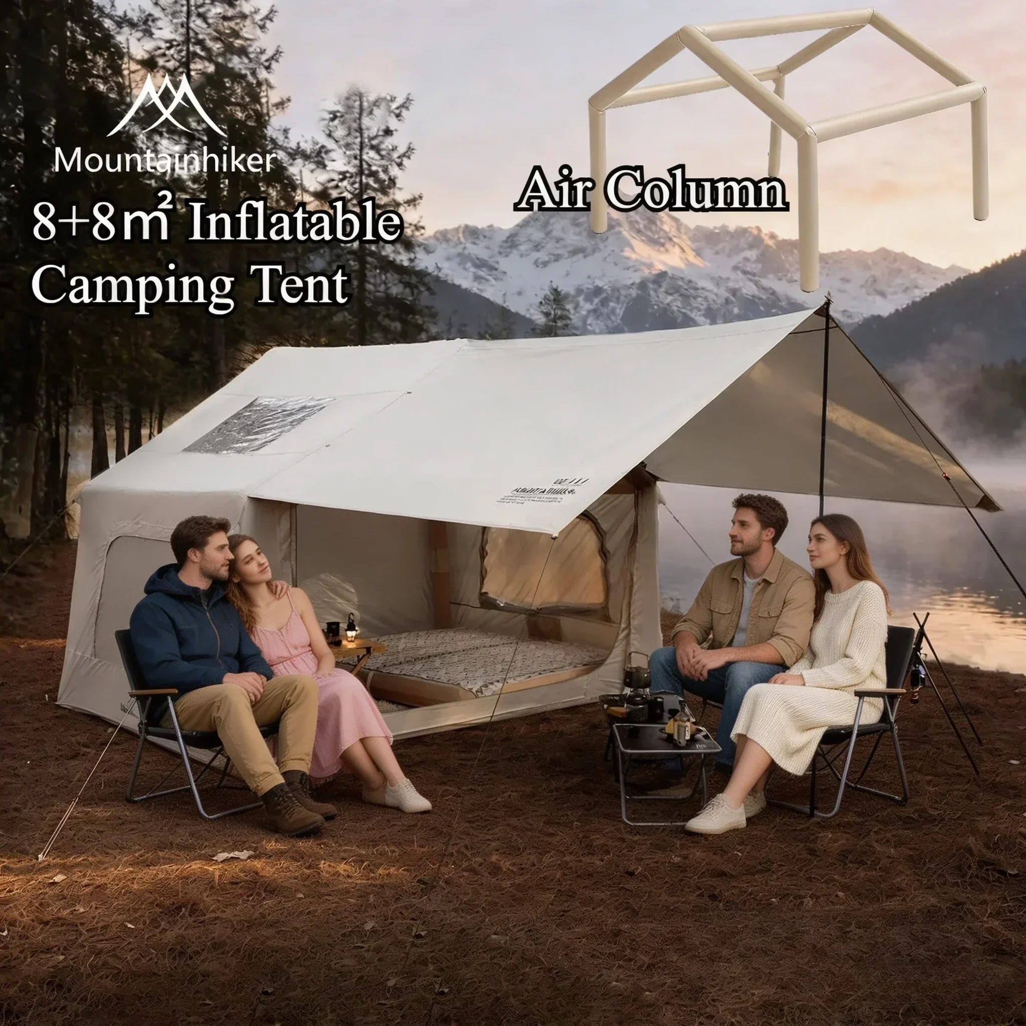 8+8 ㎡   마운틴하이커 에어 텐트, 대형 에어 텐트 - Outdoor Camping Inflatable Tent 리뷰 및 가격