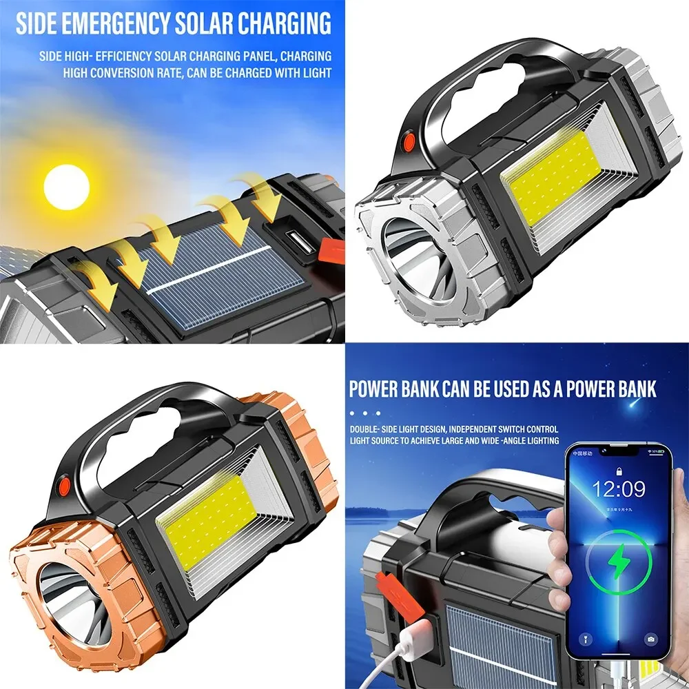 새로운 업그레이드 충전식 고출력 태양광 LED 손전등, - Outdoor Camping Decor 리뷰 및 가격