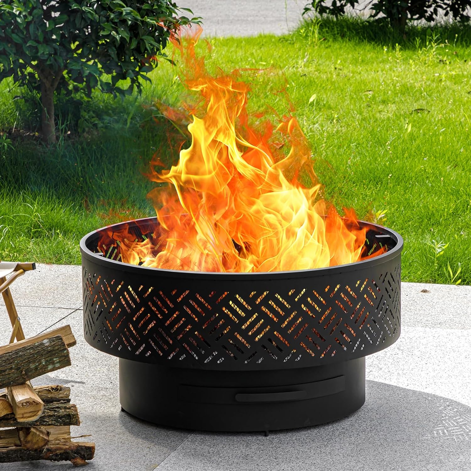 32인치 원형 금속 장작 화덕 테이블, 바베큐 그릴 뚜 - Outdoor Camping Cooking Table 리뷰 및 가격