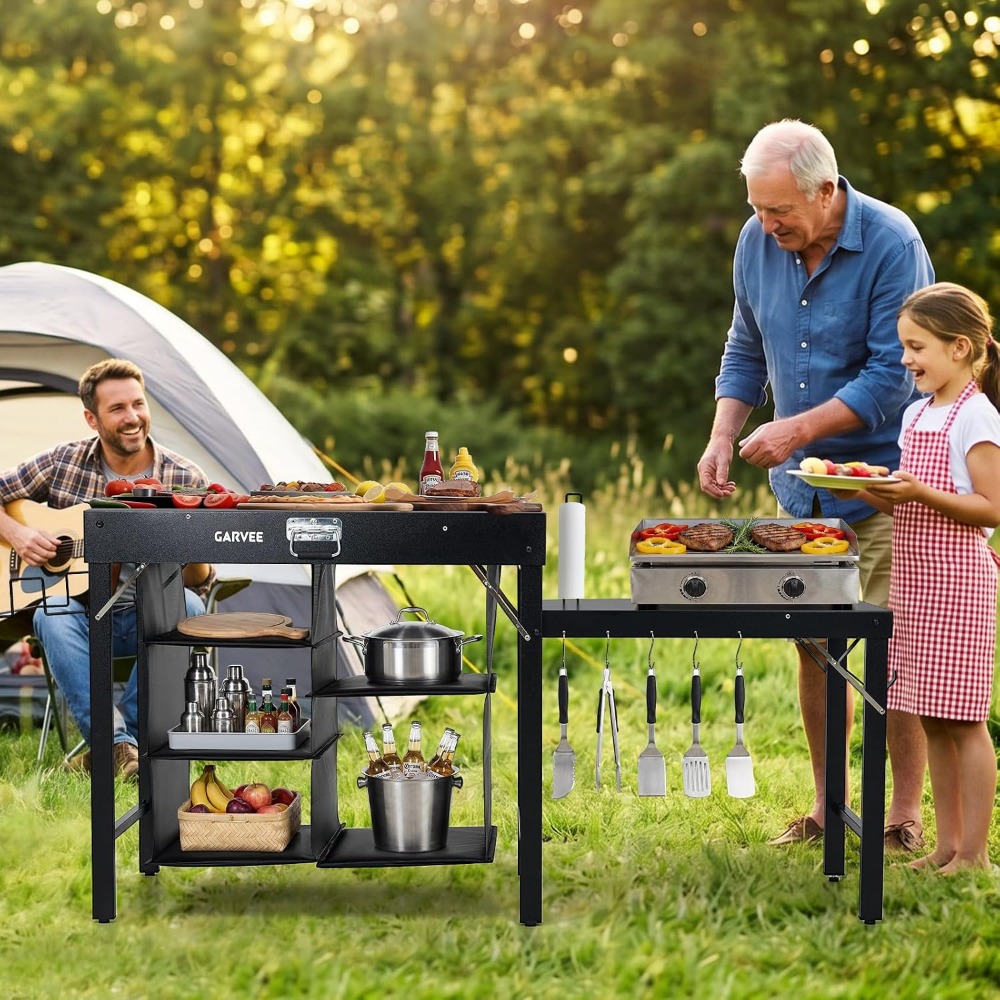 접이식 금속 그릴 테이블(측면 확장 및 수납 기능 포함 - Outdoor Camping Cooking Table 리뷰 및 가격
