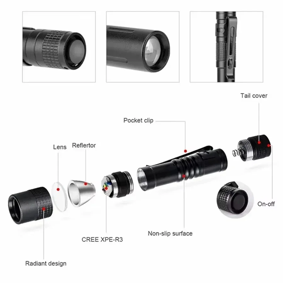 1-4PCS 미니 휴대용 LED 펜 라이트 포켓 야외  - Outdoor Camping Accessories 리뷰 및 가격
