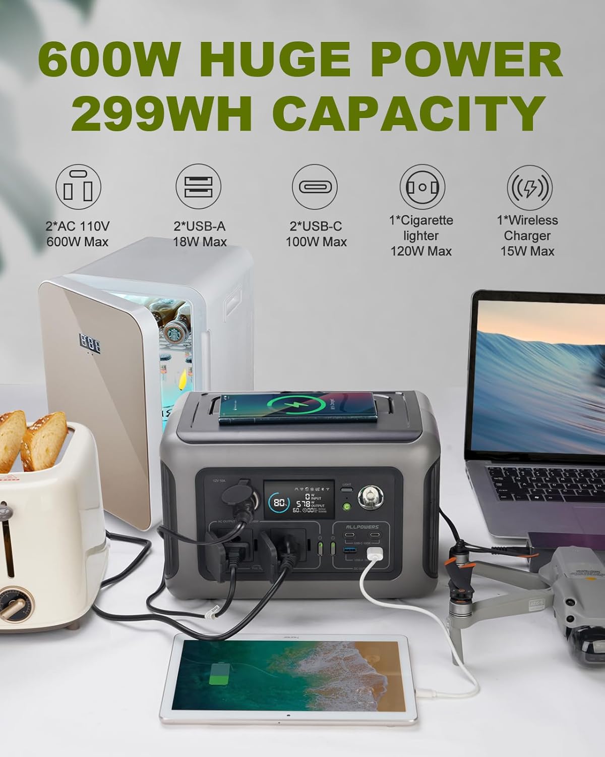 ALLPOWERS 휴대용 발전소 R600, 야외 캠핑  - Battery Outdoor Camping 리뷰 및 가격