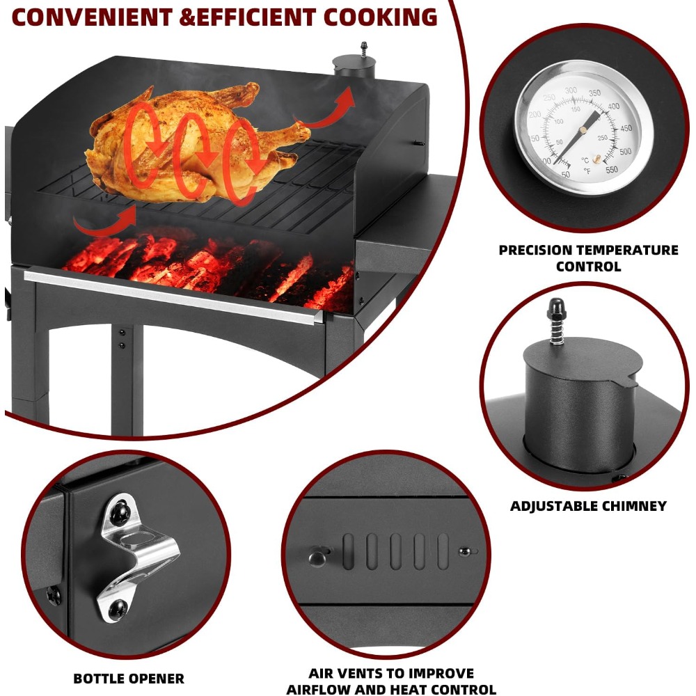 미국 배송 숯불 그릴, 사이드 테이블 포함, 야외 바베 - Outdoor Camping Cooking Table 리뷰 및 가격